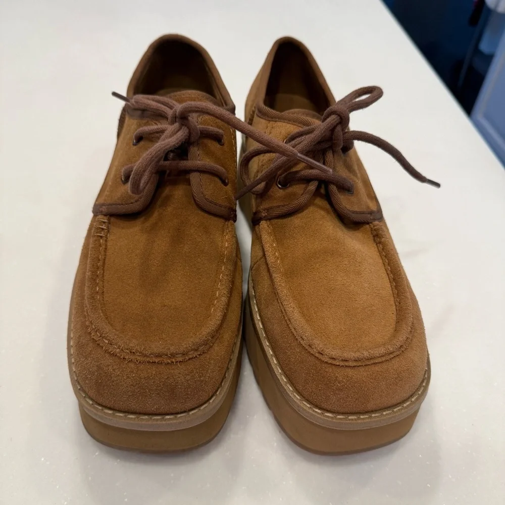 UGG CityFunc Platform Lace Up Loafers Suede Water Resist Women's Sz 8 NEW